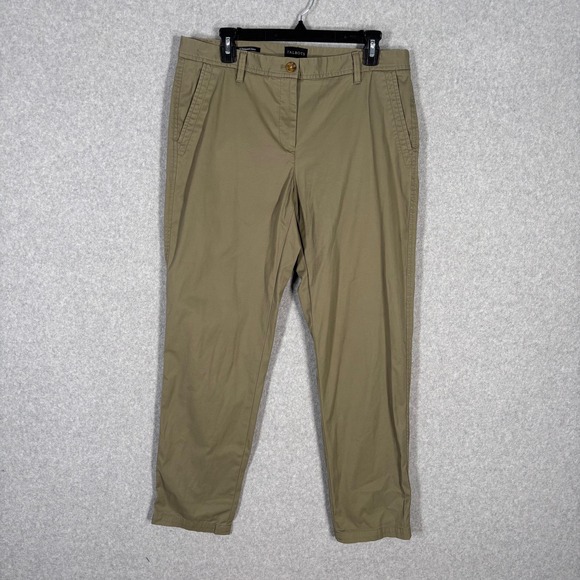 Talbots Pants - Talbots Pants 8 Khaki Green Relaxed Chino Stretch Trousers Cotton Loose Academia